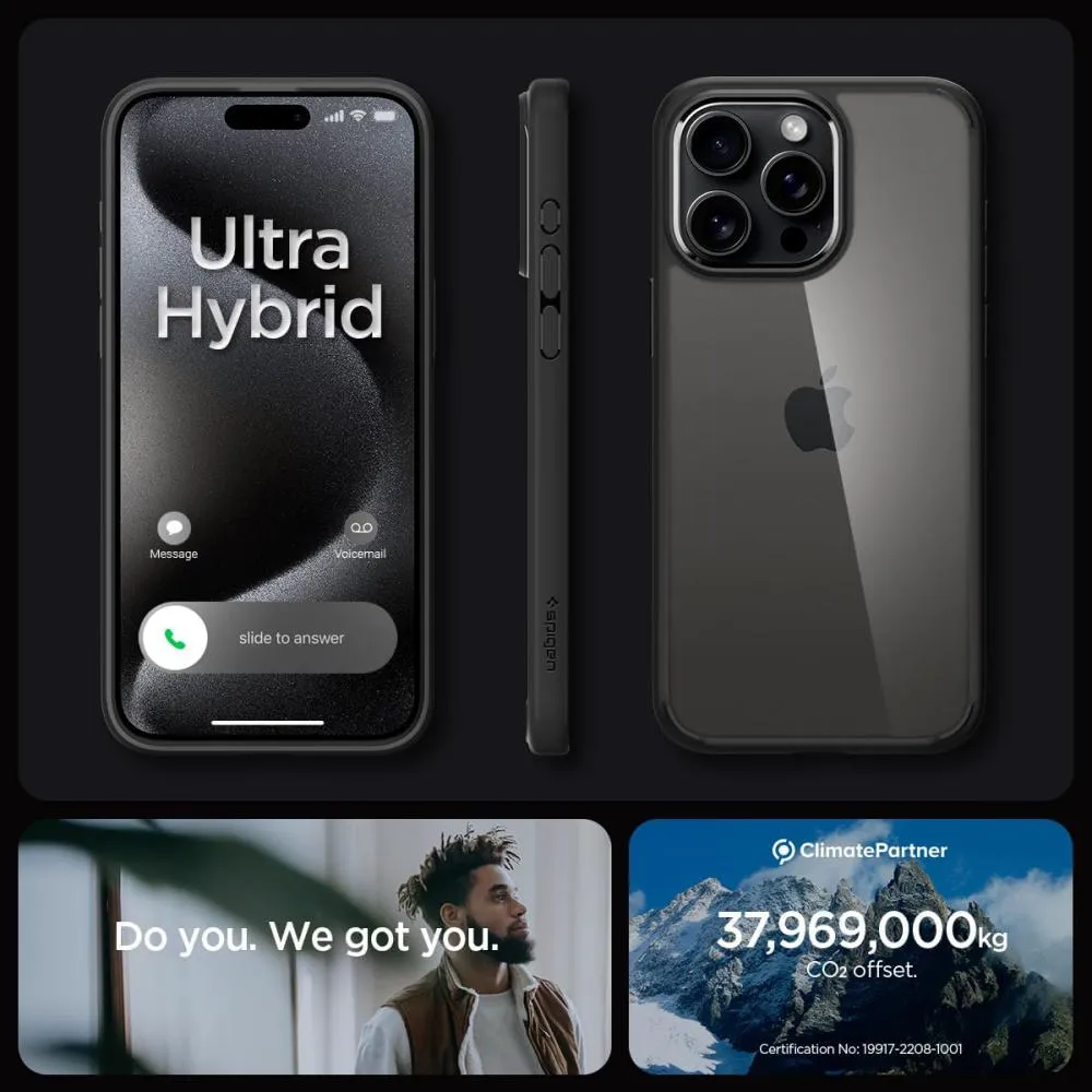 Spigen Ultra Hybrid Matte Frost Black Case For Iphone 15 Pro Iphone 15 Pro ( (4)