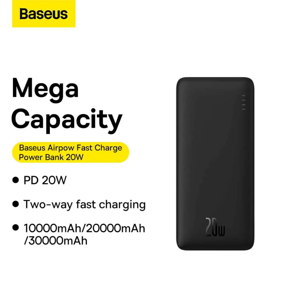 Baseus Airpow Power Bank 30000mah 20w Including Data Cable Usb To Type C (2)