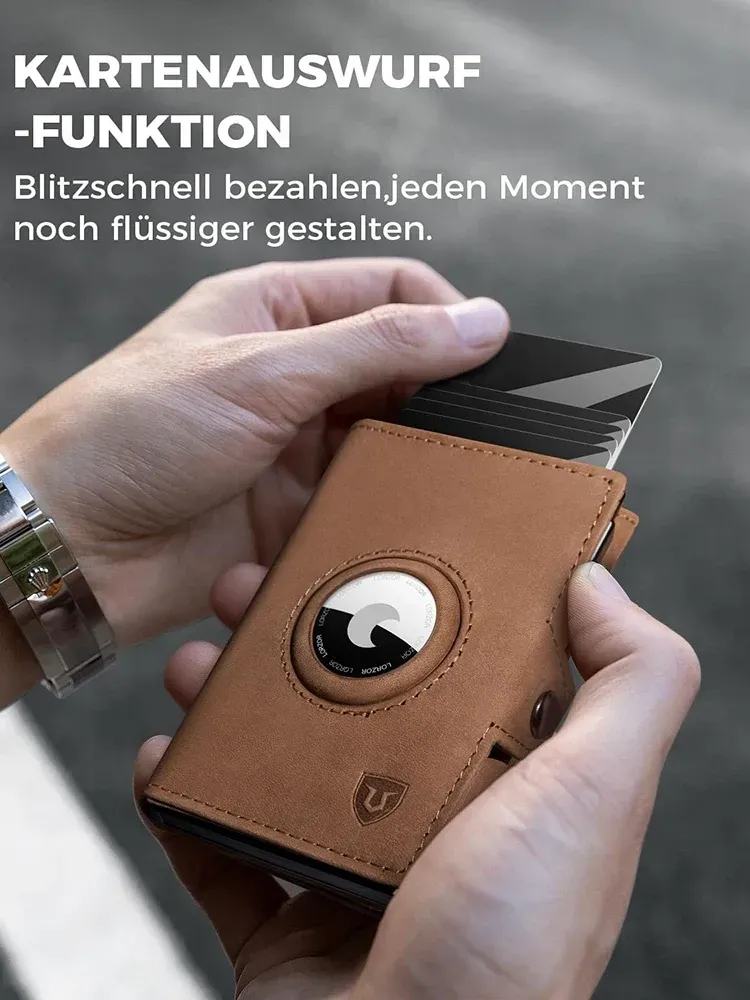 Genuine Leather Wallet With Coin Pocket Airtag Wallet Rfid Blocker Wallet For Men (5)