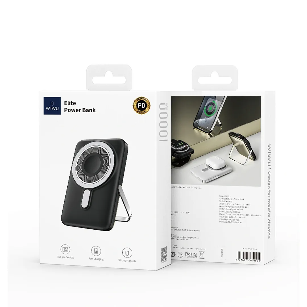Wiwu Wi P018 Elite Power Bank 10000mah Magnetic Wireless Charging With Stand (2)