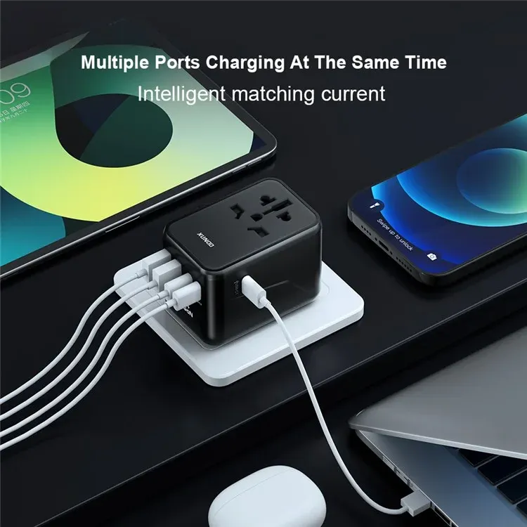 Xundd Xdch 072 65w 5 Usb Ports Universal Travel Adapter Black (5)
