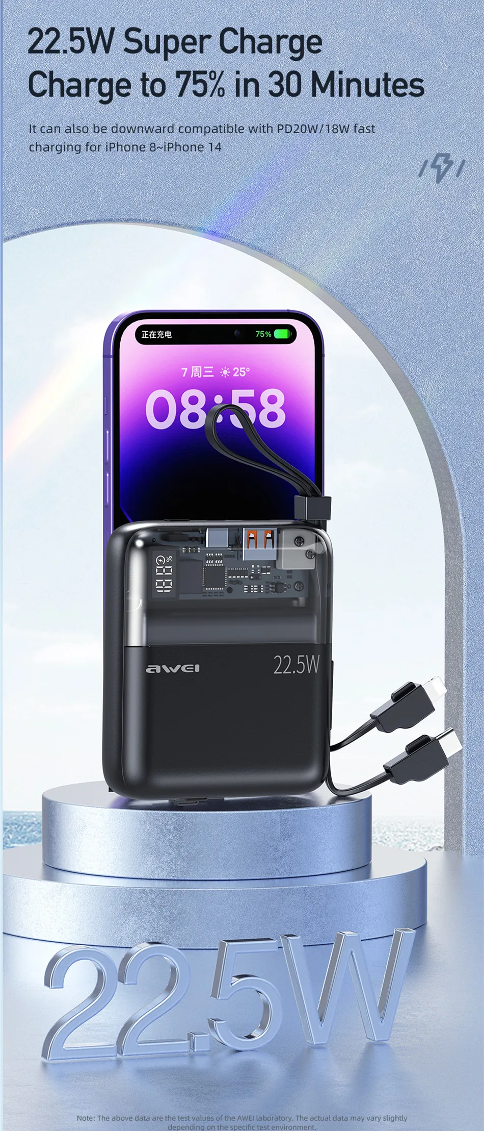 Awei P149k 10000mah Portable Power Bank 22 5w Fast Charging (2)