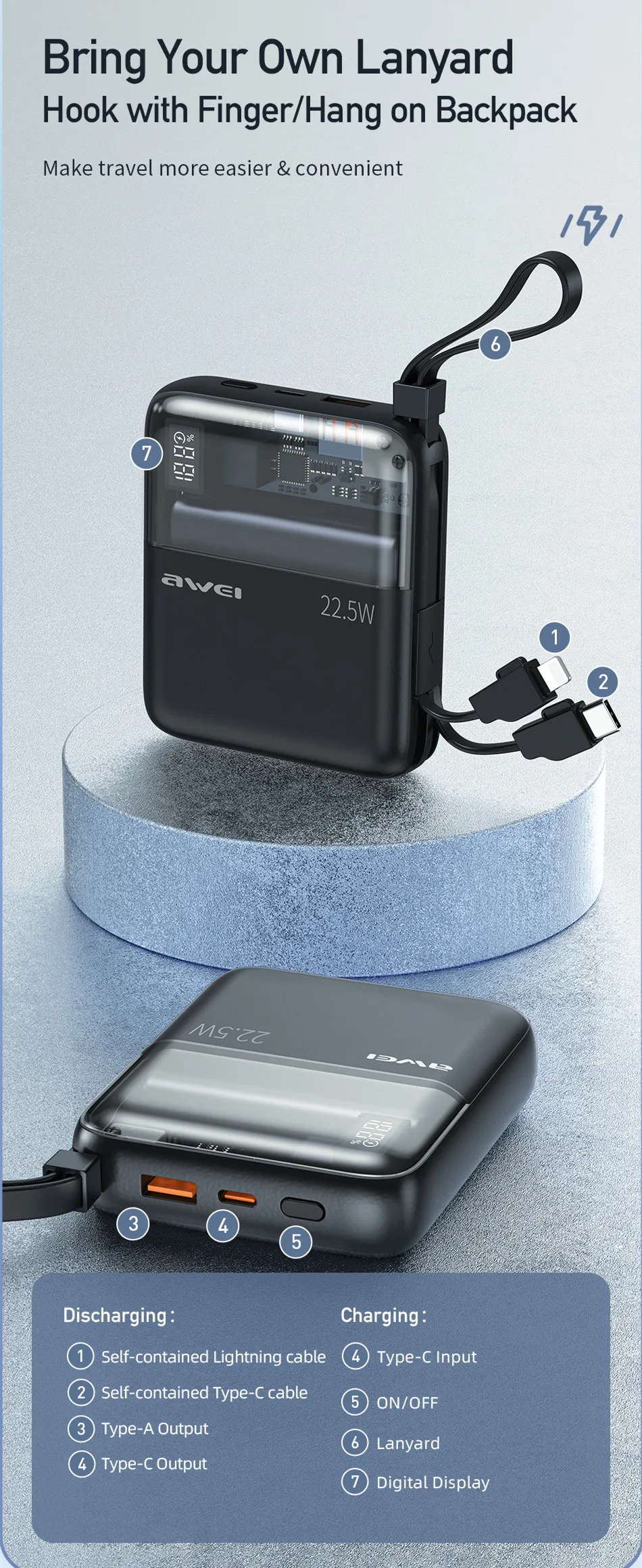 Awei P149k 10000mah Portable Power Bank 22 5w Fast Charging (3)