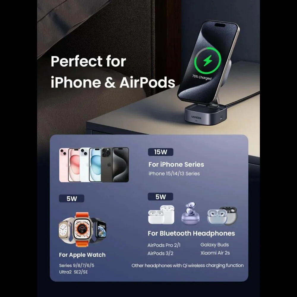 Ugreen 2 In 1 Qi2 Magnetic Foldable 15w Fast Charging Station (3)
