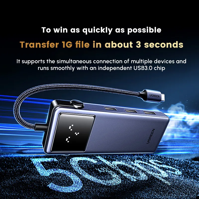 Ugreen Qpai Pro 5 In 1 Usb C Hub 4k60hz Hdmi Pd100w And 3usb Ports 45154 (5)