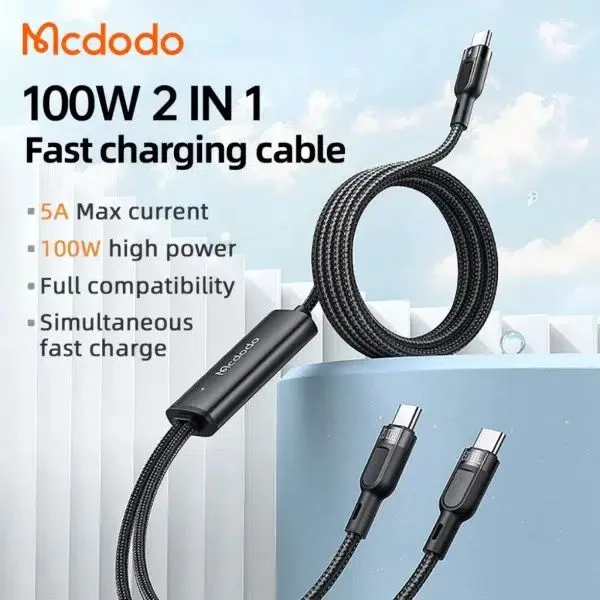 Mcdodo Ca 674 2 In 1 Dual Usb C 100w 5a Charging 1 2m (2)