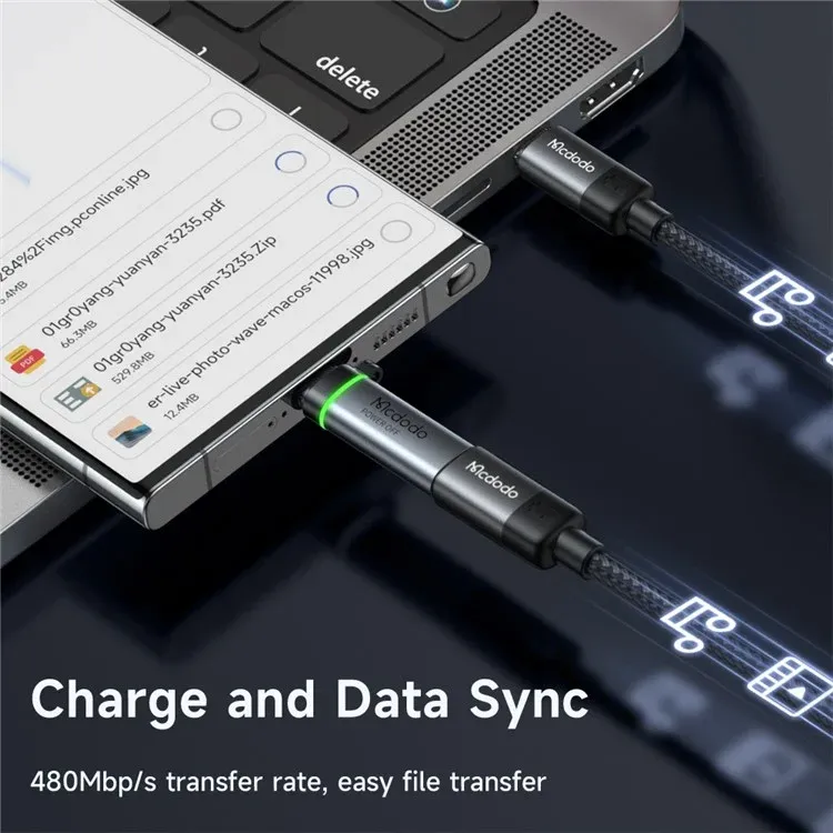 Mcdodo Ot 2450 Usb C To Usb C 100w Auto Power Off Data Adapter With Lanyard (2)