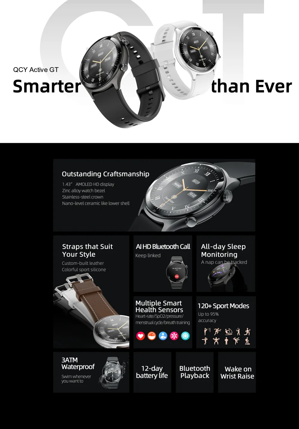 Qcy Active Gt 3 Atm Waterproof Bluetooth Calling Smart Watch (1)