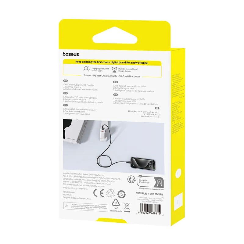 Baseus Silky Series Fast Charging Cable Type C To Type C 100w 1m Cluster Black P10377704113 00 (2)