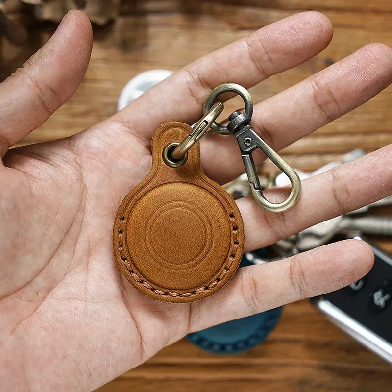 Retro Leather Keyring Protective Case For Apple Airtag (4)