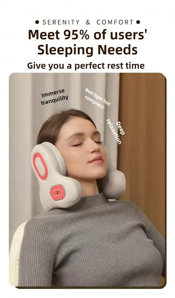 Sleep Noise Reduction Neck Massage Hot Compress Portable U Shaped Neck Pillow Portable Mobile Phone Bluetooth Music (2)