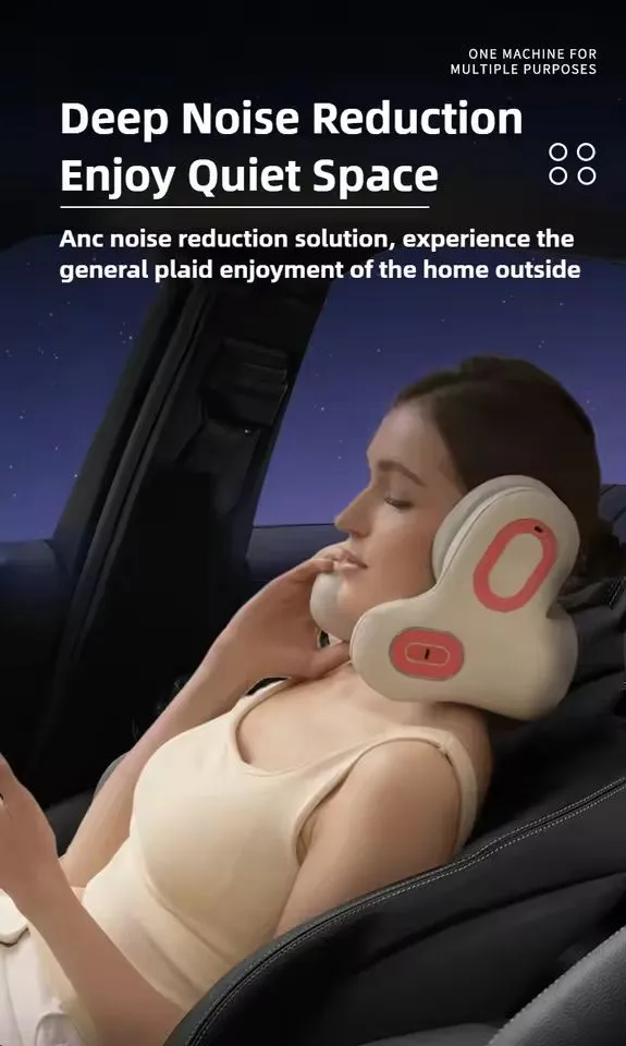 Sleep Noise Reduction Neck Massage Hot Compress Portable U Shaped Neck Pillow Portable Mobile Phone Bluetooth Music (7)