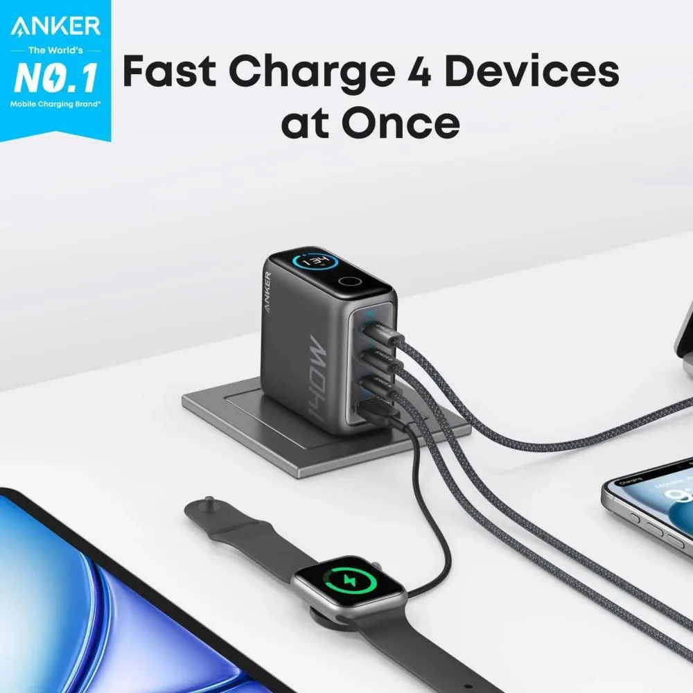 Anker Laptop Charger 140w 4 Port Pd 3 1 With Touch Control Usb C Cable B2697 (4)