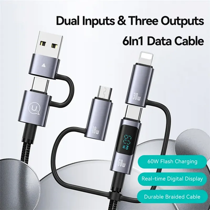 Usams Sj713 60w Fast Charging 6in1 Display Display Data Cable (6)