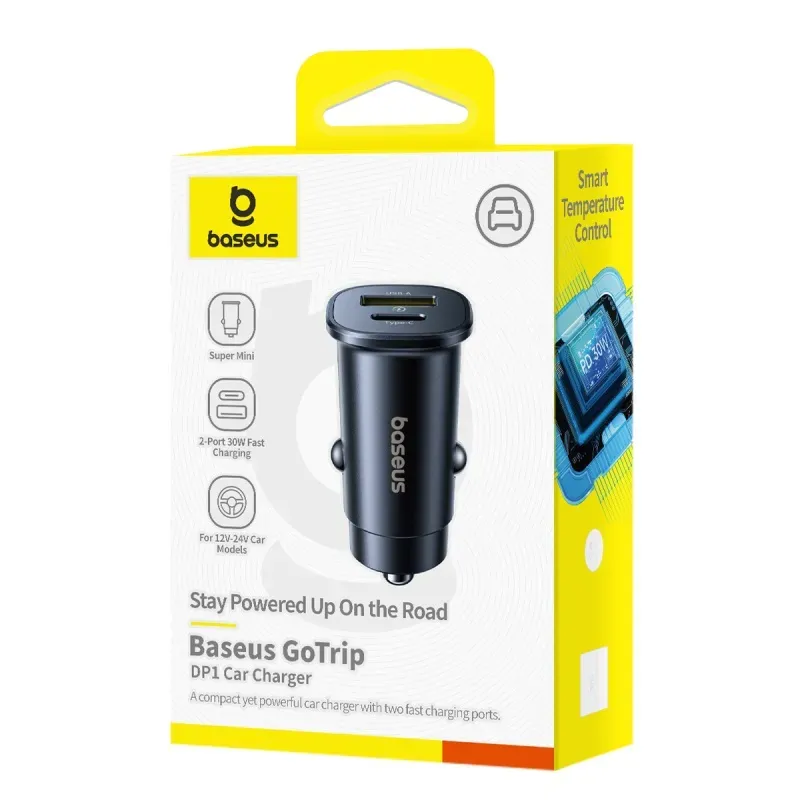 Baseus Car Charger Gotrip Series Dual Output 1xtype C Pd 1x Usb A 30w Cosmic Black C00072300123 00 (2)