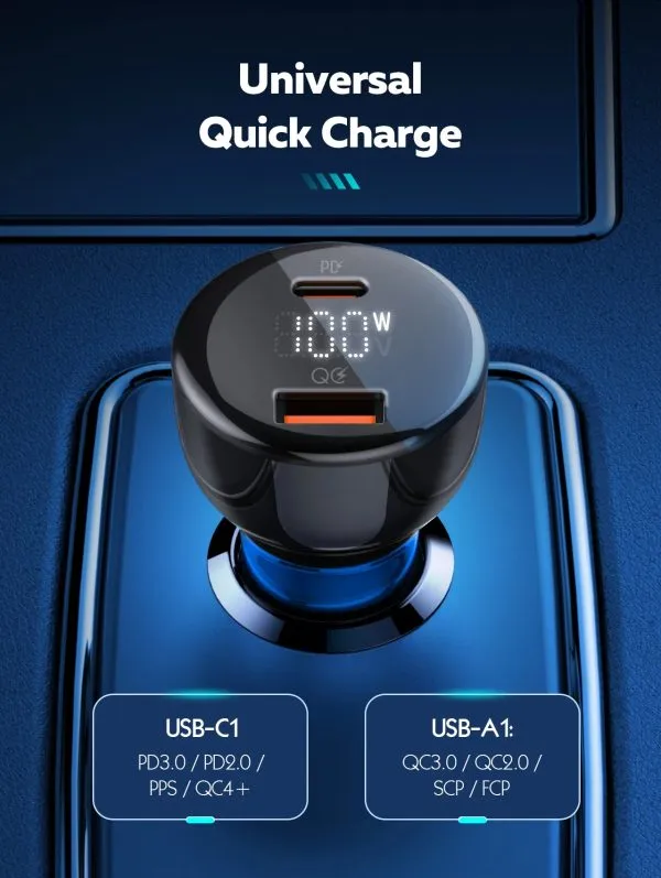 Ldnio C101 100w Dual Port Super Fast Car Charger (3)