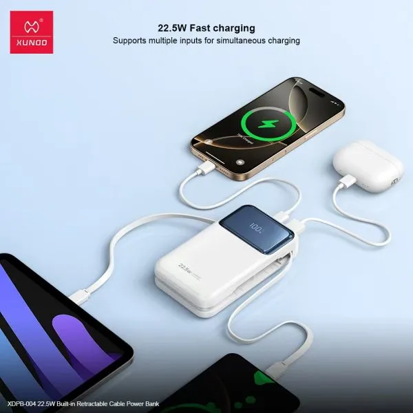 Xundd 22 5w 10000mah 20000mah Power Bank With Built In Retractable Cable (1)