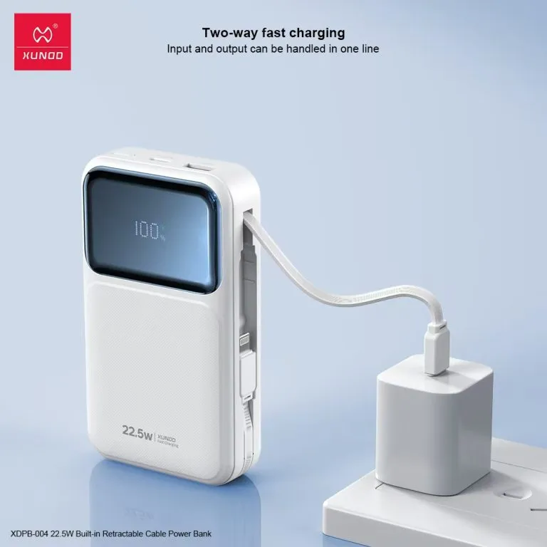 Xundd 22 5w 10000mah 20000mah Power Bank With Built In Retractable Cable (2)