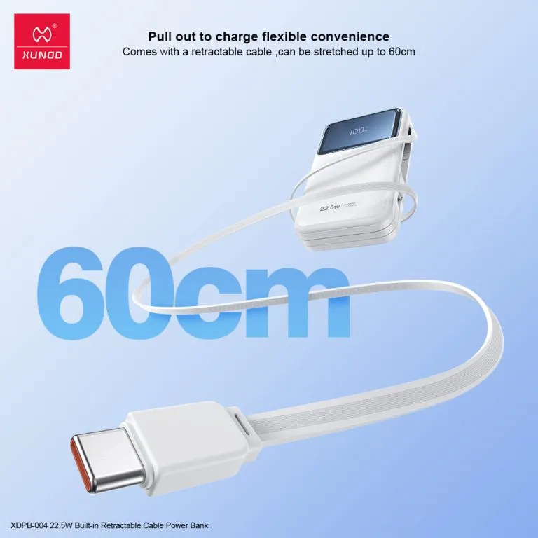 Xundd 22 5w 10000mah 20000mah Power Bank With Built In Retractable Cable (3)