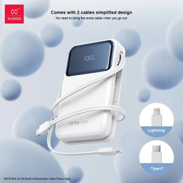Xundd 22 5w 10000mah 20000mah Power Bank With Built In Retractable Cable (5)