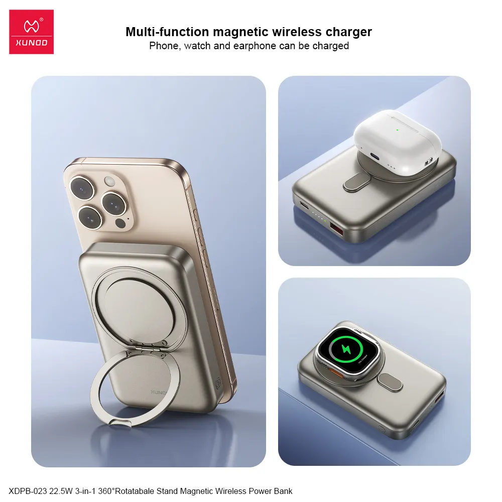 Xundd Xdpb 023 22 5w 3in1 Rotatable 360 Stand Magnetic Wireless Power Bank (2)