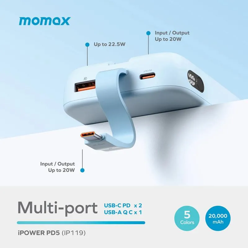 Momax Ipower Pd5 20000mah 22 5w Power Bank (4)