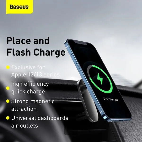 Baseus 15w Magnetic Car Mount Wireless Charger (2)