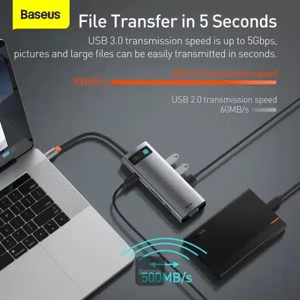 Baseus Metal Gleam Series 9 In 1 Multifunctional Type C Hub Docking Station (2)