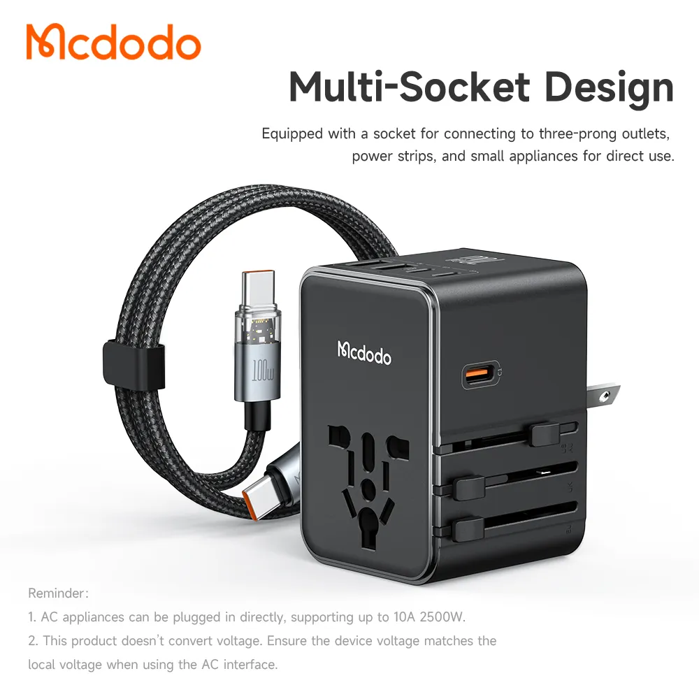 Mcdodo Cp 598 70w Gan Universal Travel Adapter With 100w C To C Cable (5)
