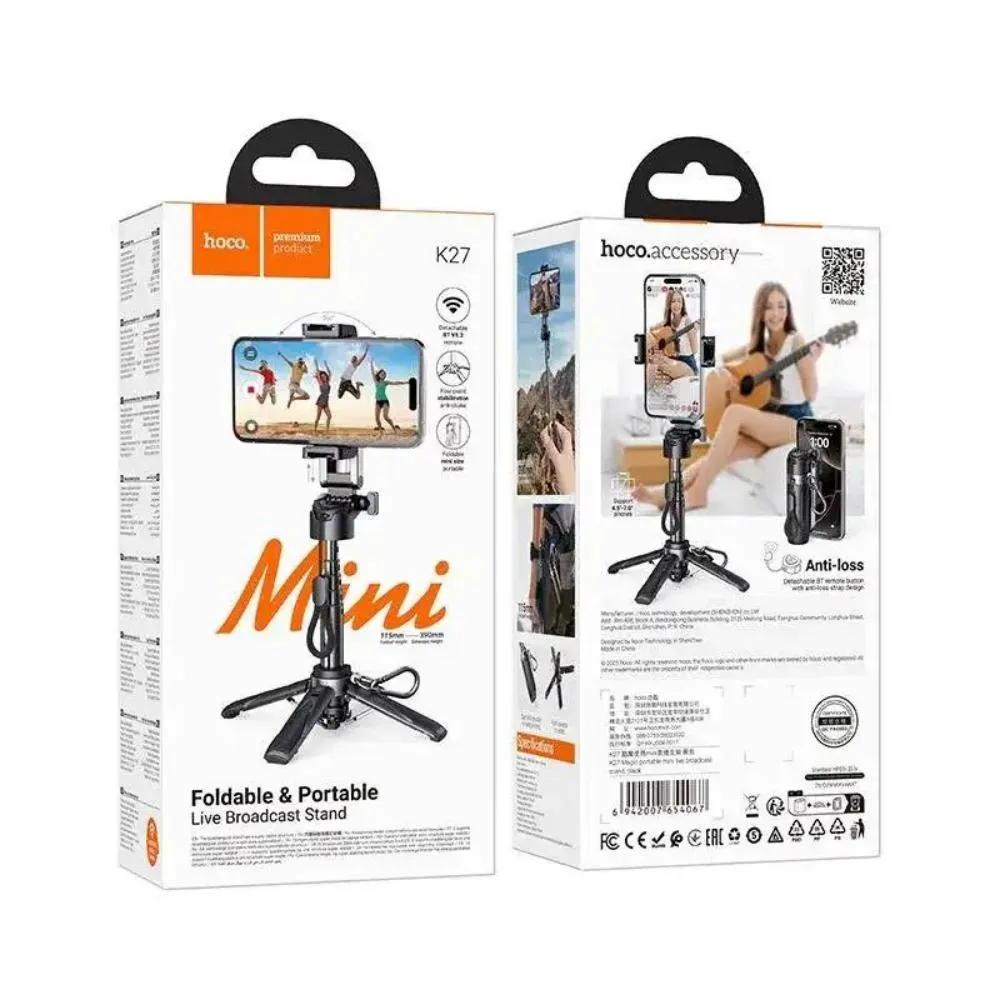 Hoco K27 Magic Mini Foldable Portable Live Broadcast Stand Selfie Stick 2 1