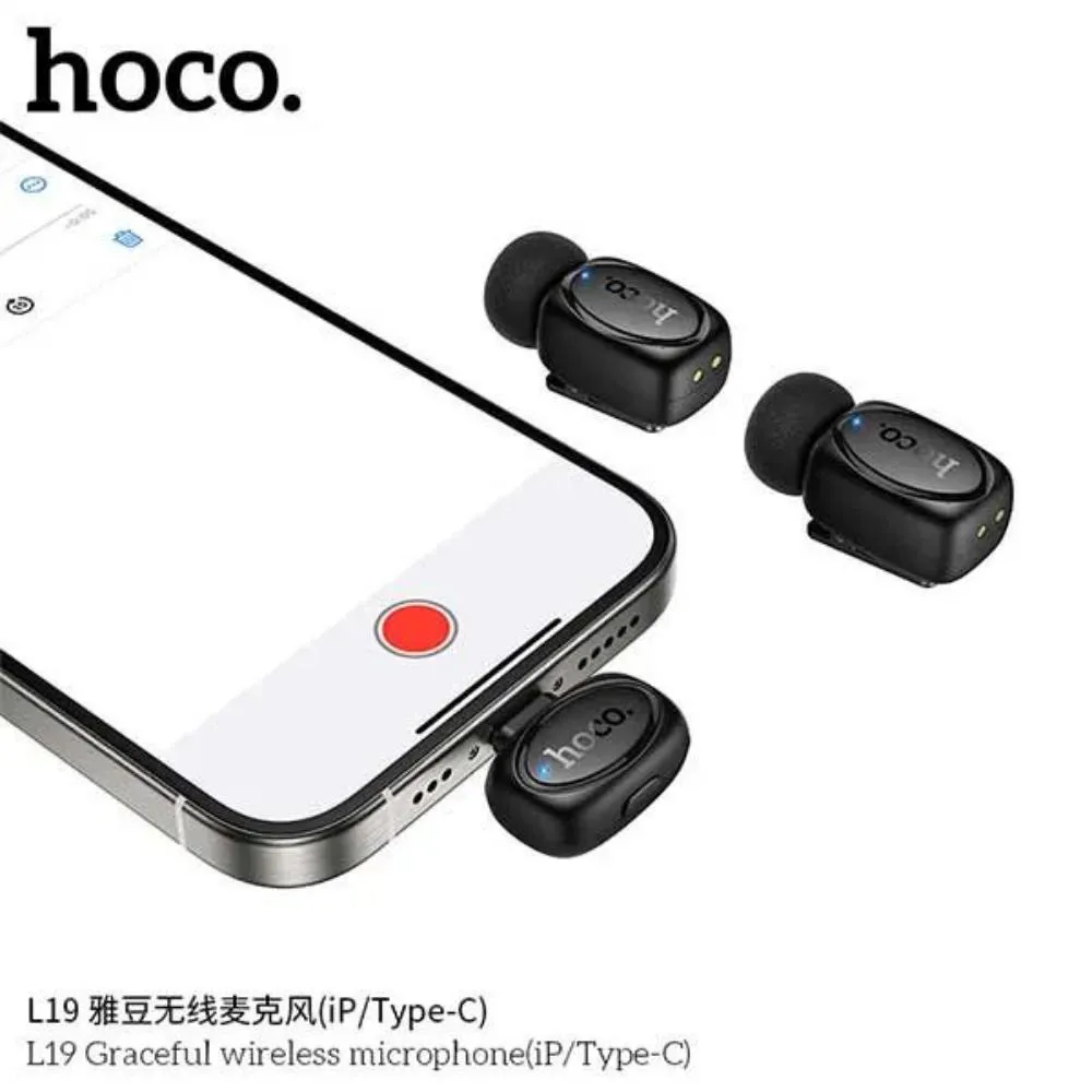 Hoco L19 Graceful Dual Mic Lavalier Wireless Microphone 3