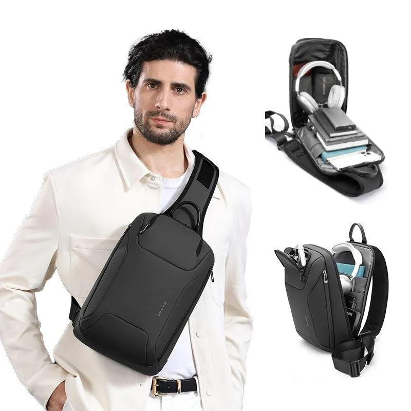 Bange Bg 8031 Men Chest Bag Business Duty Large Capacity Shoulder Crossbody Bag Black (3)