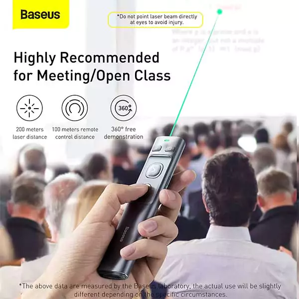 Baseus Rechargeable Orange Dot Wireless Presenter Green Laser (4)