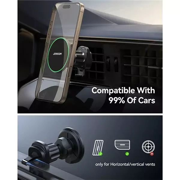 Joyroom Jr Zs412 Oi2 15w Magnetic Wireless Charger Car Mount Vent Holder (2)