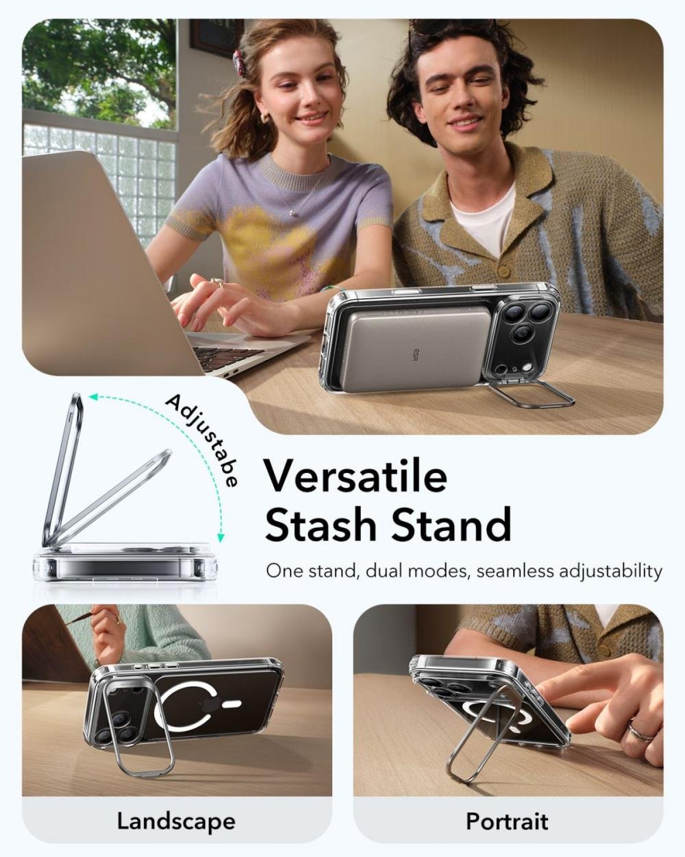 Esr Iphone 17 Series Clear Classic Stash Stand Case With Camera Control Button (4)