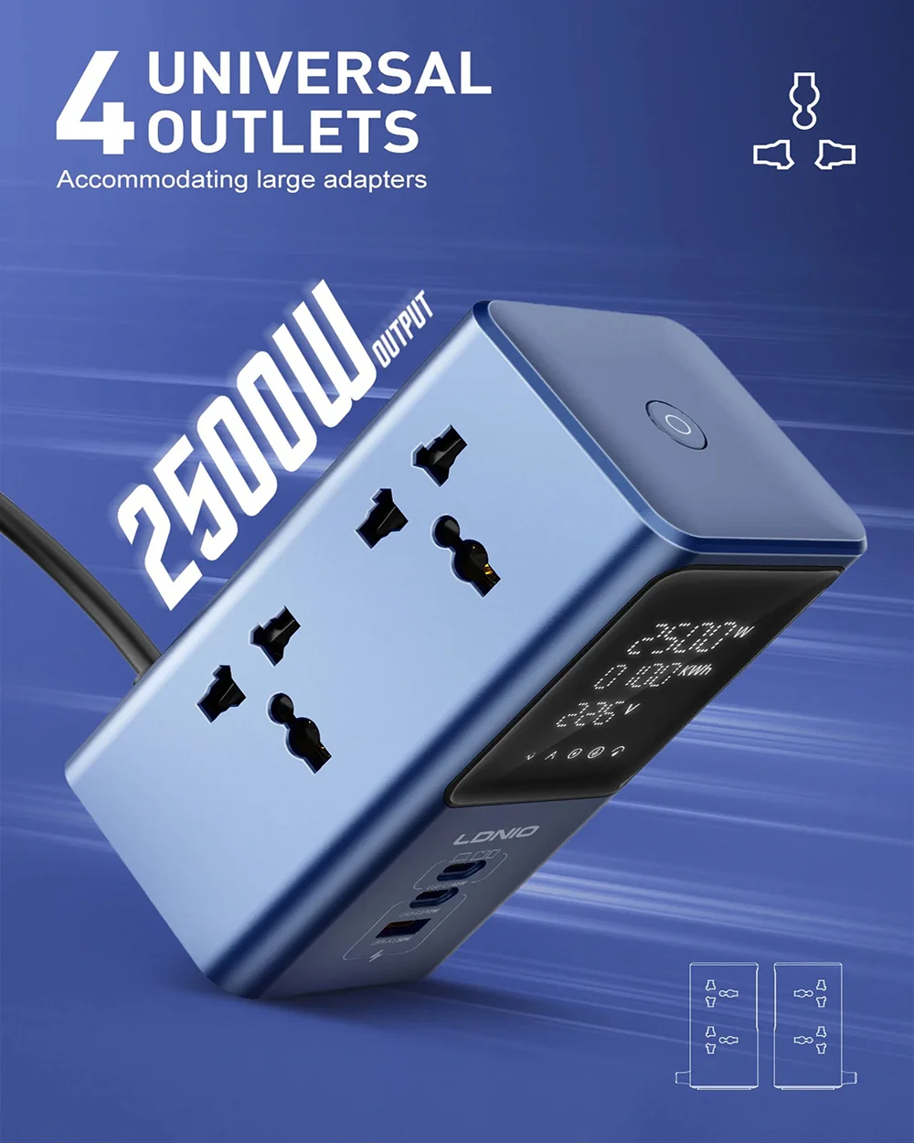 Ldnio Sc2 Tower Extension Power Socket (3)