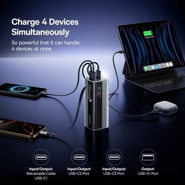Baseus Energeek Gr11 Power Bank With Retractable Cable 20000mah 145w Natural Titanium E0027b0 (7)