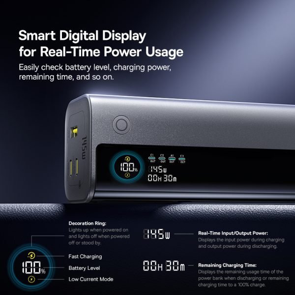 Baseus Energeek Gr11 Power Bank With Retractable Cable 20000mah 145w Natural Titanium E0027b02 (1)