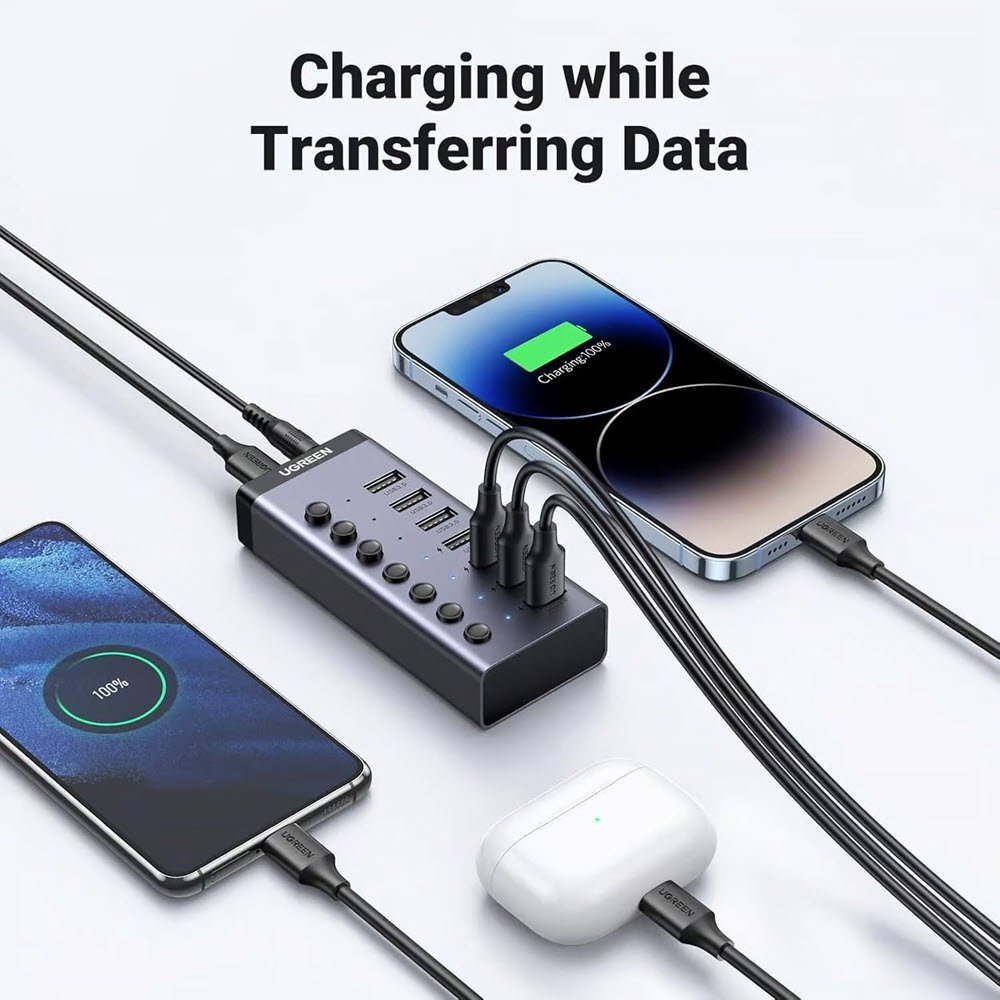 Ugreen 7 Port Usb 3 0 Adapter With 4 Smart Charging Ports 30778 (3)
