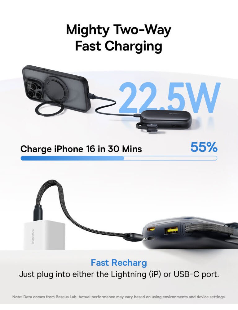 Baseus Power Bank Qpow 3 Ultra 22 5w With Detachable Cable 20000mah Cosmic Black E0027m00 (6)