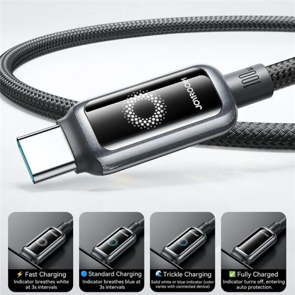 Joyroom 100w Auto Power Off Type C To Type C Fast Charging Data Cable (7)