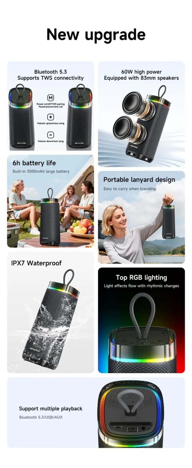Awei Ka66 60w Ipx7 Waterproof Bluetooth Speaker (2)