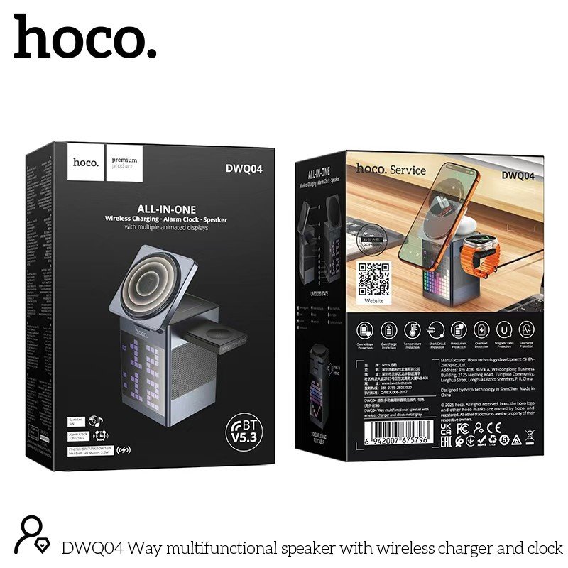 Hoco Dwq04 All In One Wireless Charging Station With Alarm Clock (3)