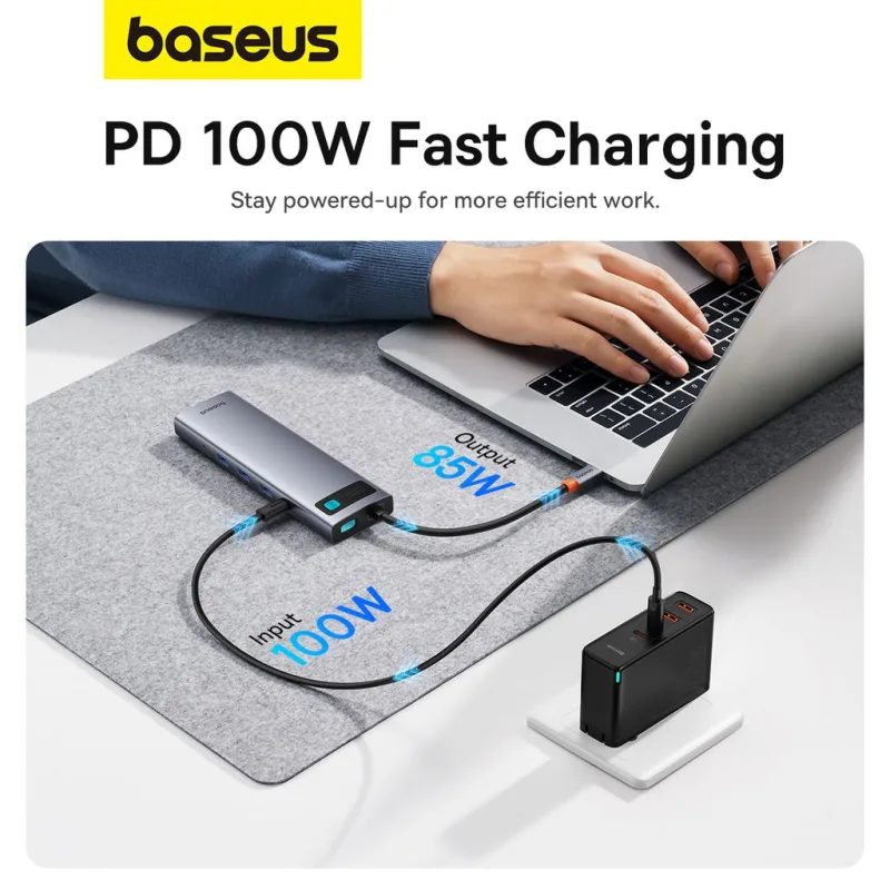 Baseus 11-in-1 Type-C Hub Baseus Metal Gleam Series 11-in-1 Type-C Hub with HDMI 4K@60Hz, VGA, PD 100W, RJ45 Gigabit Ethernet