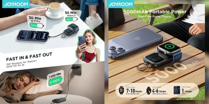 JOYROOM JR-W19 3-in-1 5000mAh Magnetic Watch Charger Power Bank