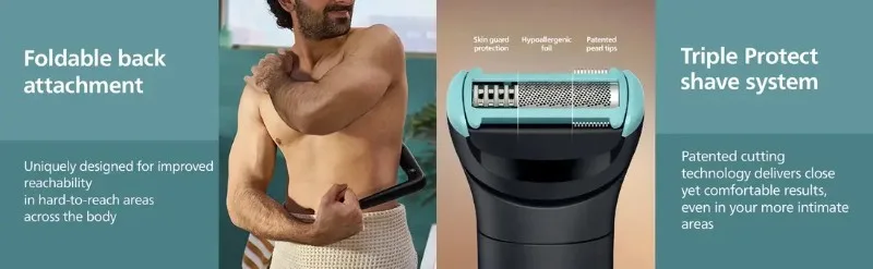 Philips BG5475/15 Body Groomer 5000 Series – Triple Protect Shave System Wet & Dry
