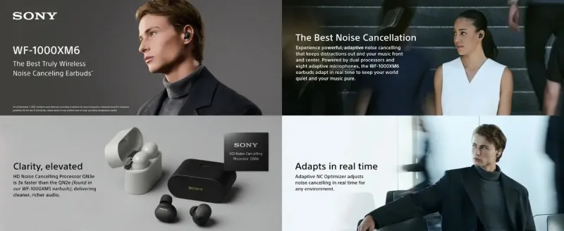 Sony WF-1000XM6 Truly Wireless Noise Cancelling Earbuds with LDAC and QN3e