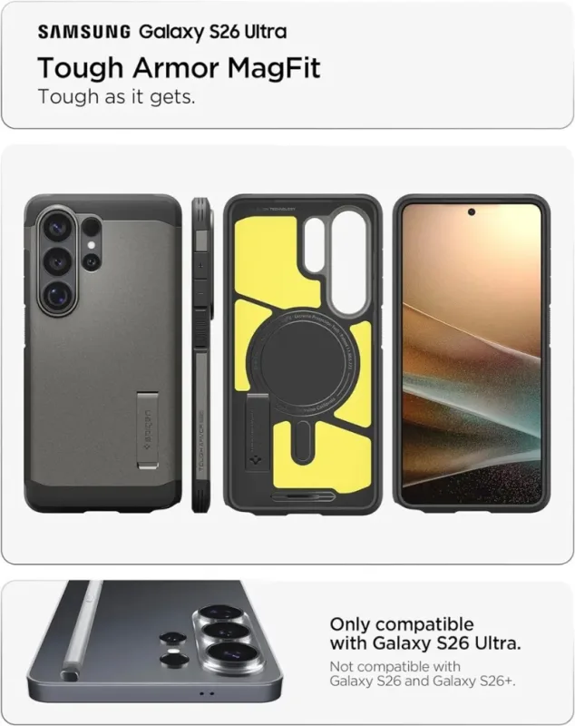 Spigen Samsung Galaxy S26 Ultra Tough Armor Case MagFit Rugged Magnetic Protection