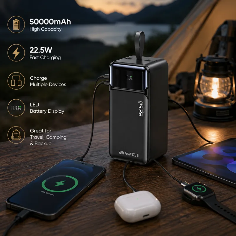 Awei PA-106 50000mAh Multi-Port Portable Power Bank (22.5W)