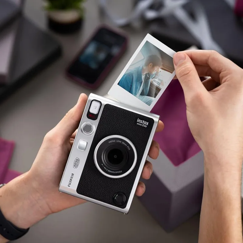 Instax Mini EVO Hybrid Instant Camera for 2″ x 3″ Prints, Selfie Mirror & Smartphone Saving